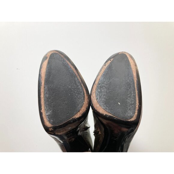 CASADEI Silver Croc-Embossed Leather Mid Calf Platform Mid Calf Boots, Size 6 - Picture 14 of 16